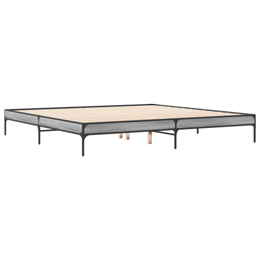 Sengeramme grå sonoma 200x200 cm konstruert tre og metall vidaXL