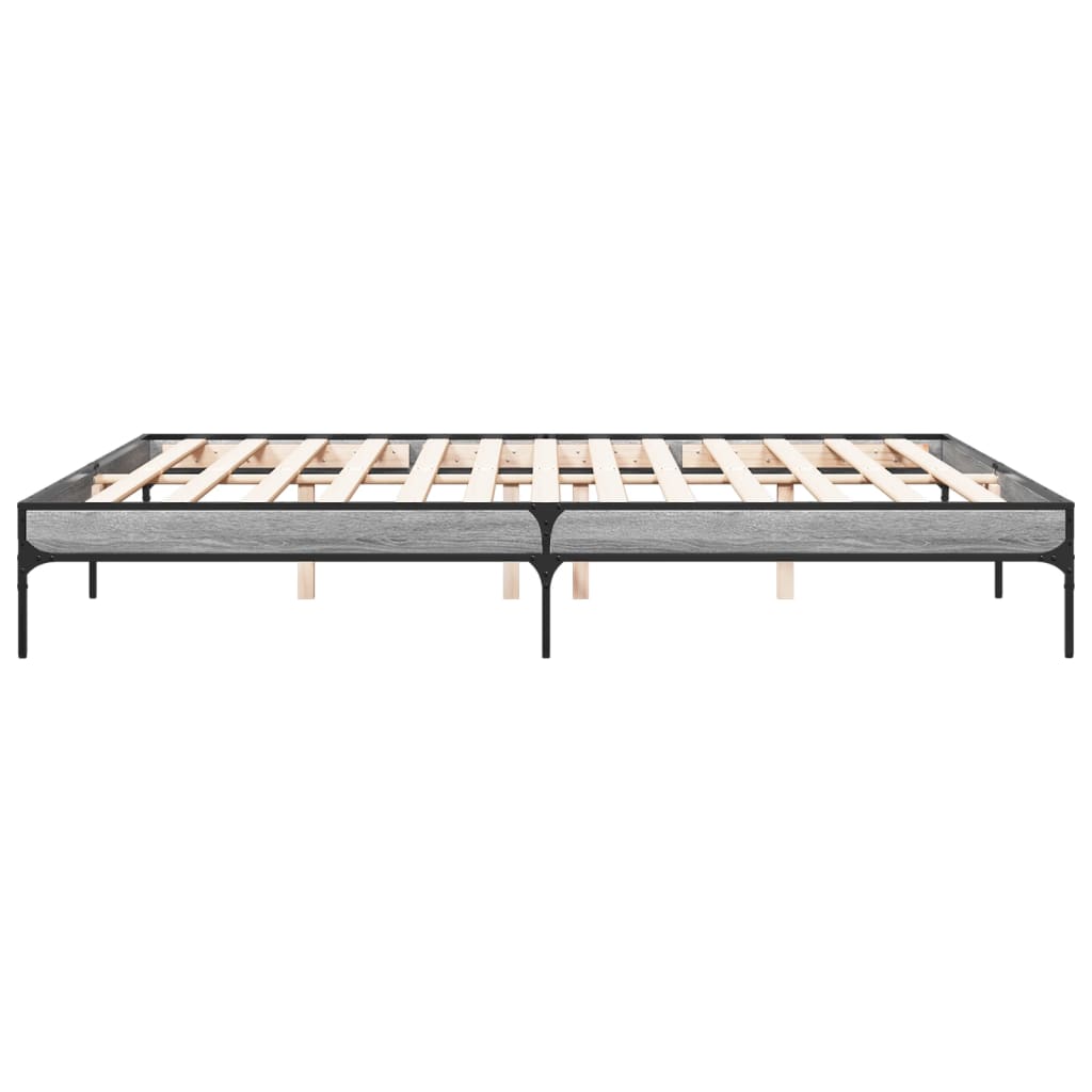 Sengeramme grå sonoma 200x200 cm konstruert tre og metall vidaXL