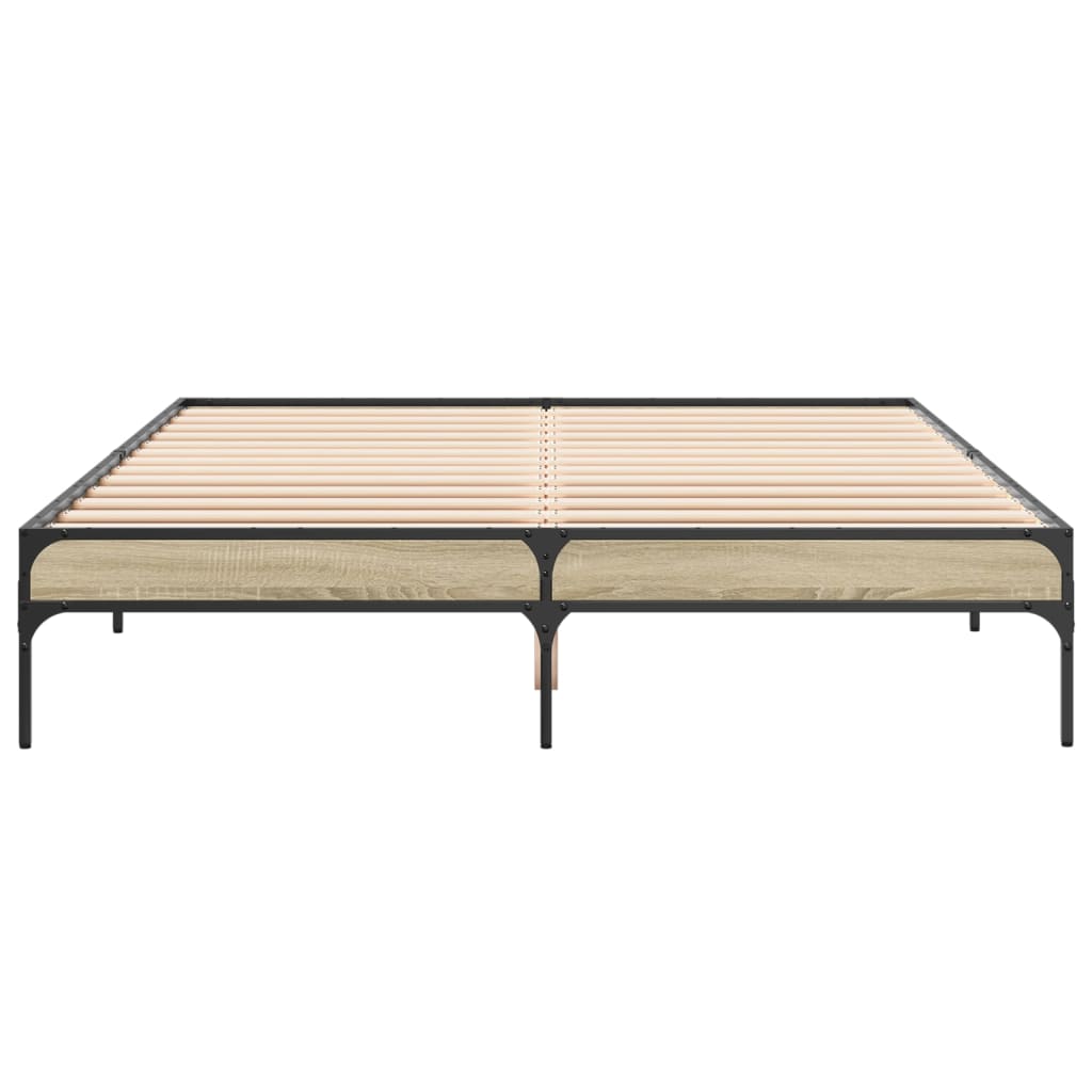 Sengeramme sonoma eik 150x200 cm konstruert tre og metall