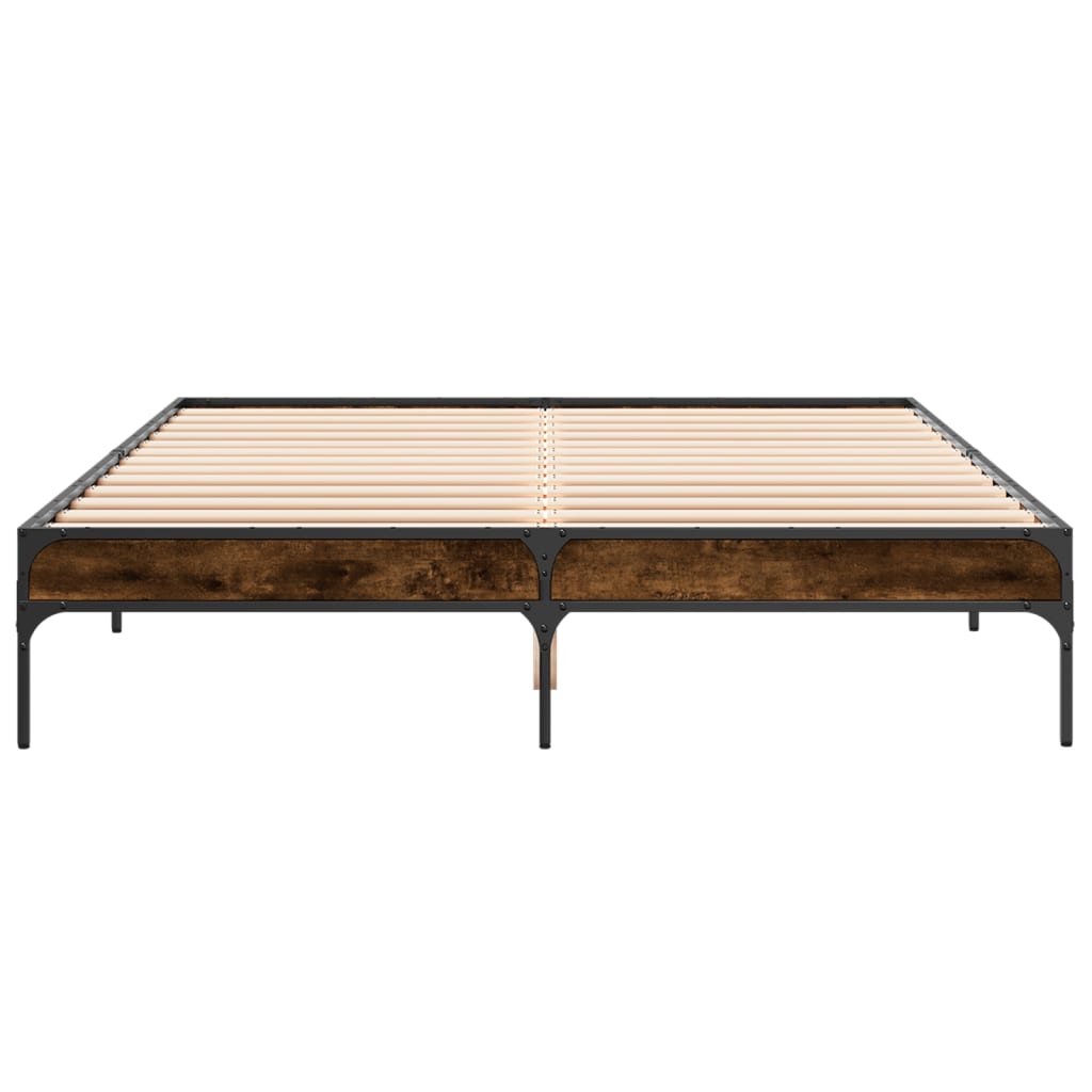 Sengeramme røkt eik 150x200 cm konstruert tre og metall