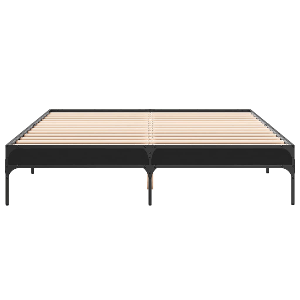 Sengeramme svart 140x200 cm konstruert tre og metall