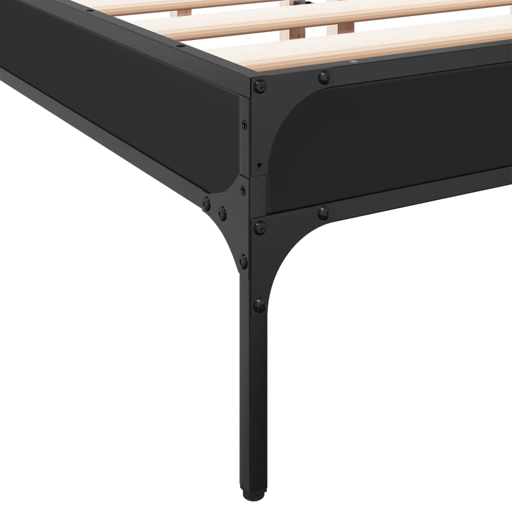 Sengeramme svart 140x200 cm konstruert tre og metall