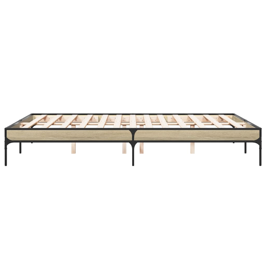 Sengeramme sonoma eik 140x200 cm konstruert tre og metall