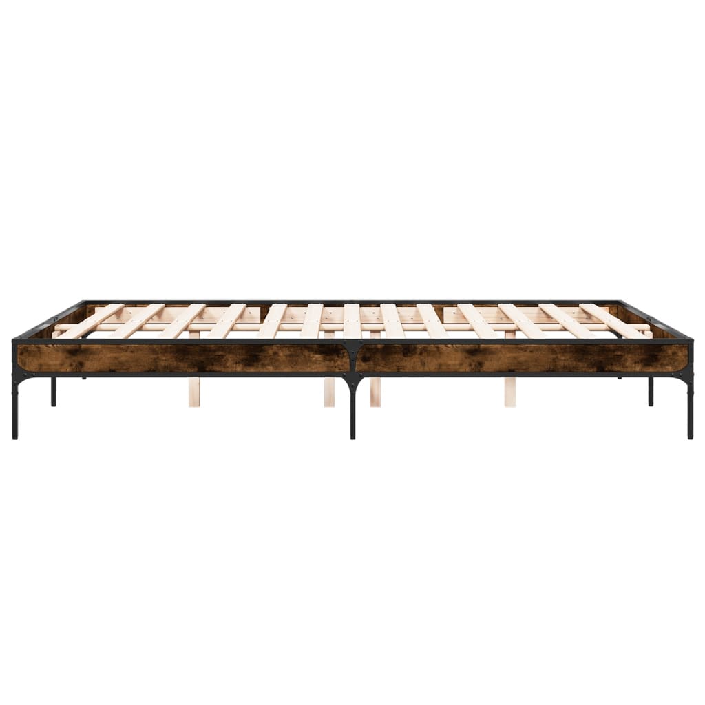 Sengeramme røkt eik 140x200 cm konstruert tre og metall
