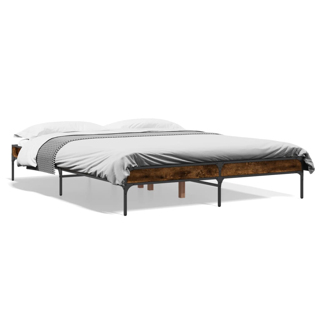 Sengeramme røkt eik 140x200 cm konstruert tre og metall