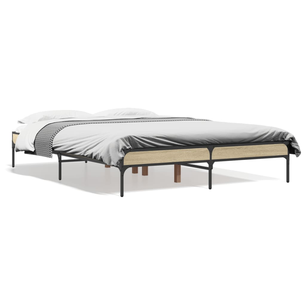 Sengeramme sonoma eik 120x200 cm konstruert tre og metall