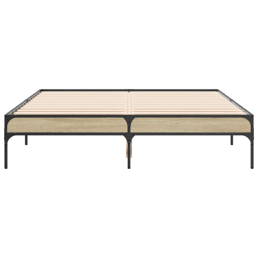Sengeramme sonoma eik 120x200 cm konstruert tre og metall