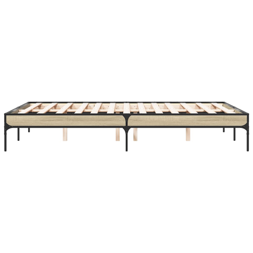 Sengeramme sonoma eik 120x200 cm konstruert tre og metall