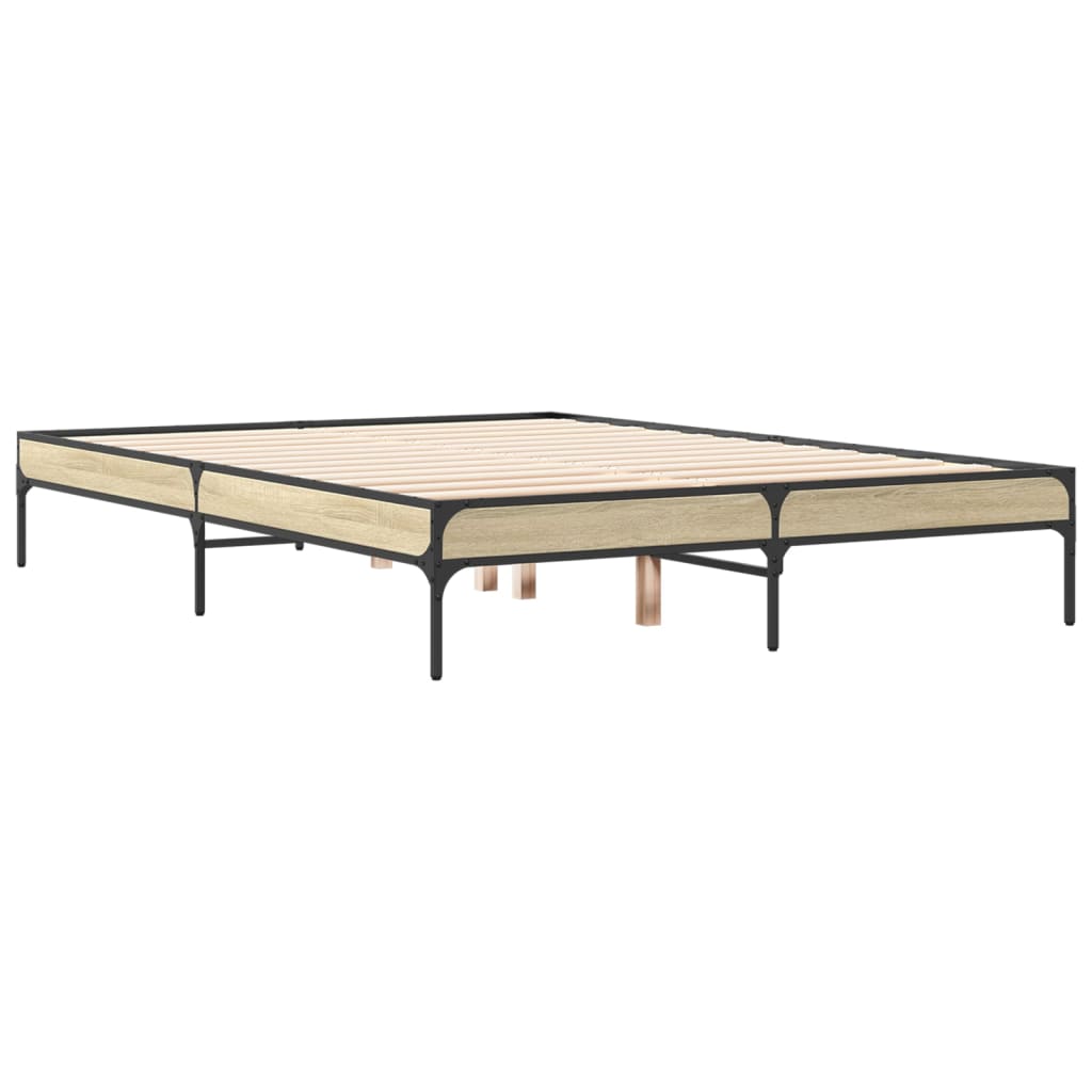 Sengeramme sonoma eik 120x200 cm konstruert tre og metall