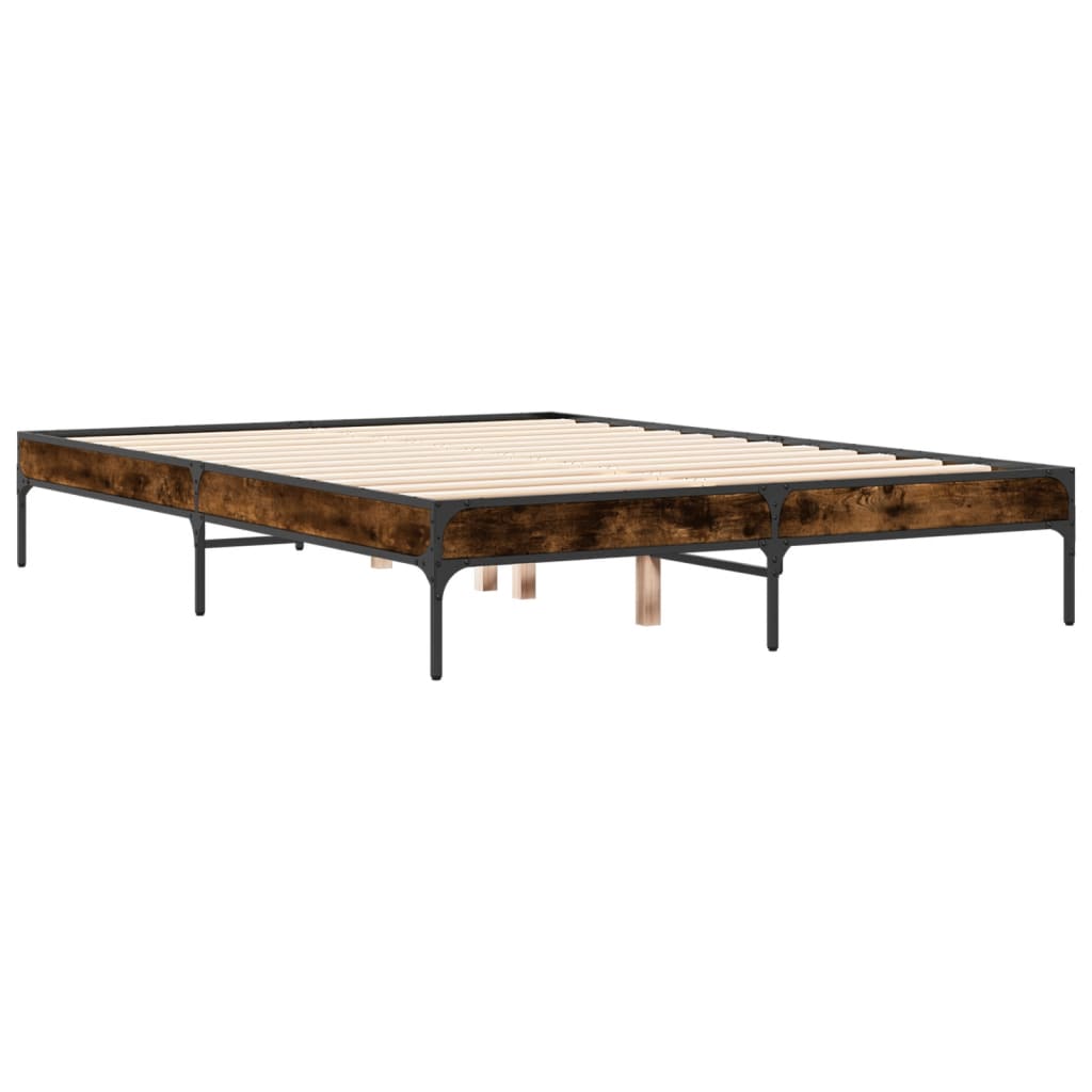 Sengeramme røkt eik 120x200 cm konstruert tre og metall
