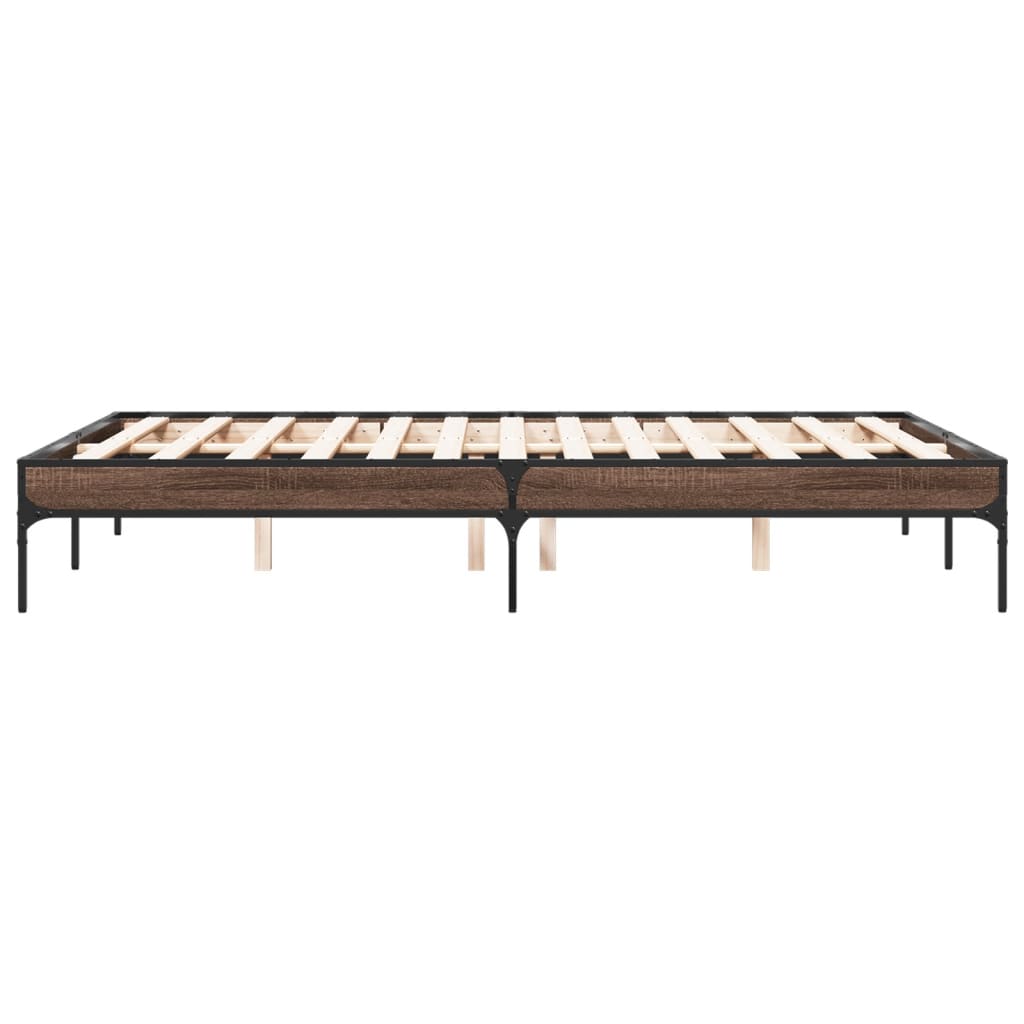 Sengeramme brun eik 120x200 cm konstruert tre og metall