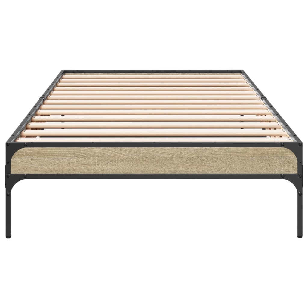 Sengeramme sonoma eik 100x200 cm konstruert tre og metall