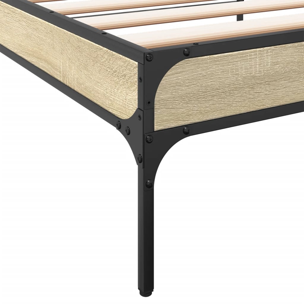 Sengeramme sonoma eik 100x200 cm konstruert tre og metall