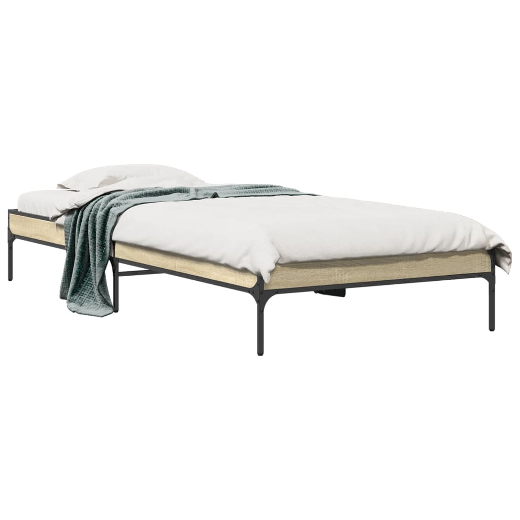 Sengeramme sonoma eik 100x200 cm konstruert tre og metall