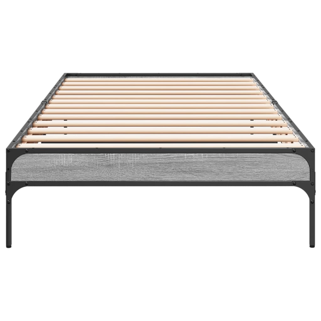 Sengeramme grå sonoma 100x200 cm konstruert tre og metall