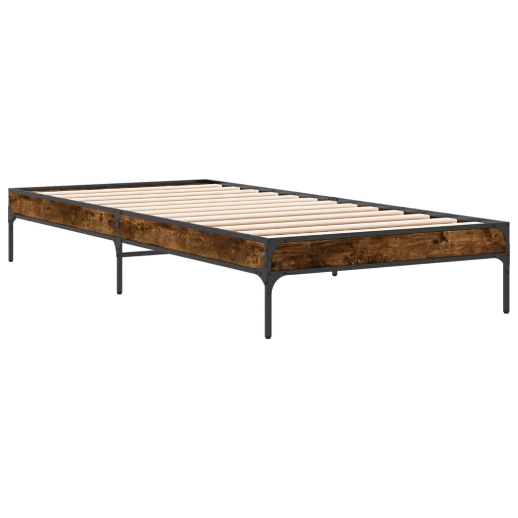 Sengeramme røkt eik 90x200 cm konstruert tre og metall