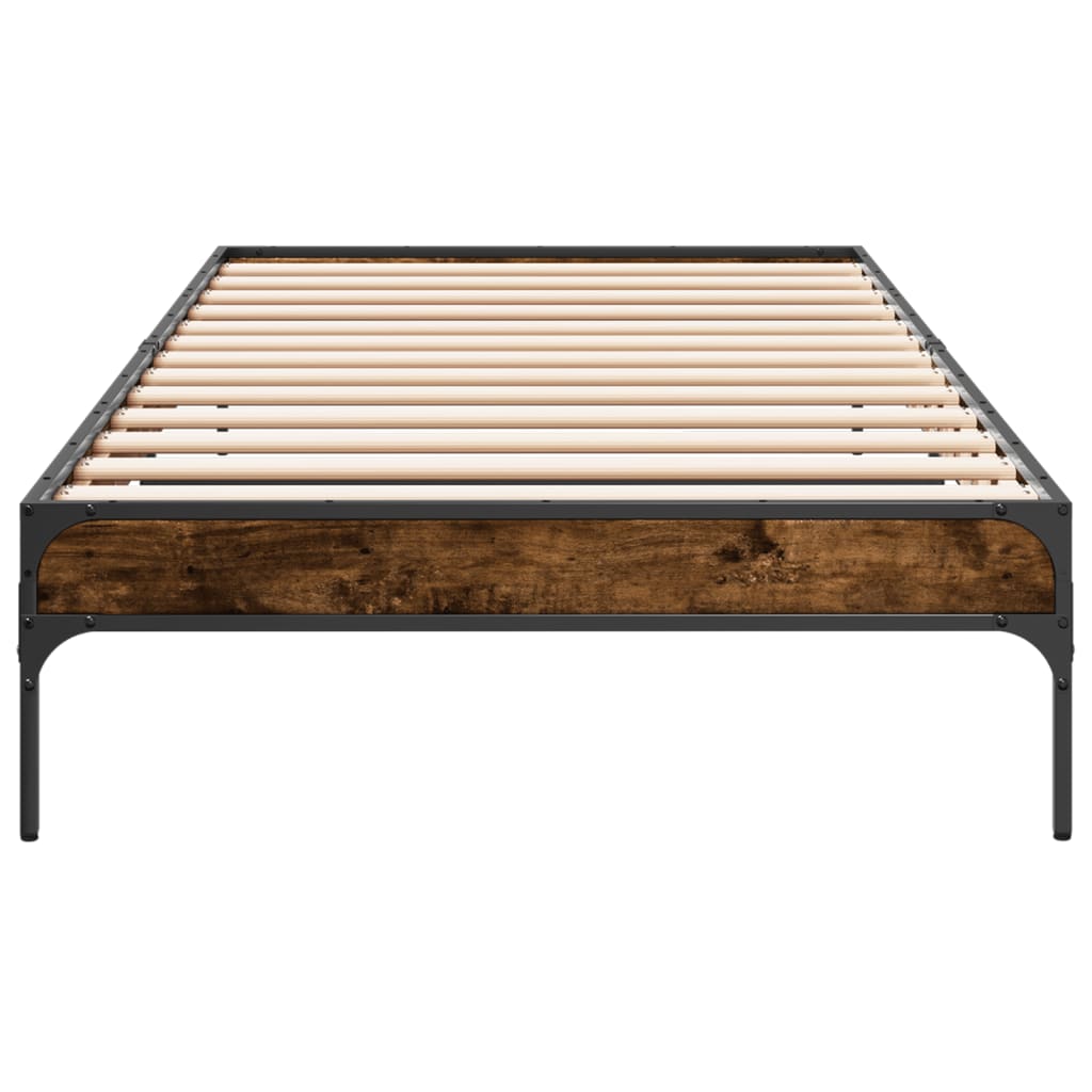 Sengeramme røkt eik 90x200 cm konstruert tre og metall