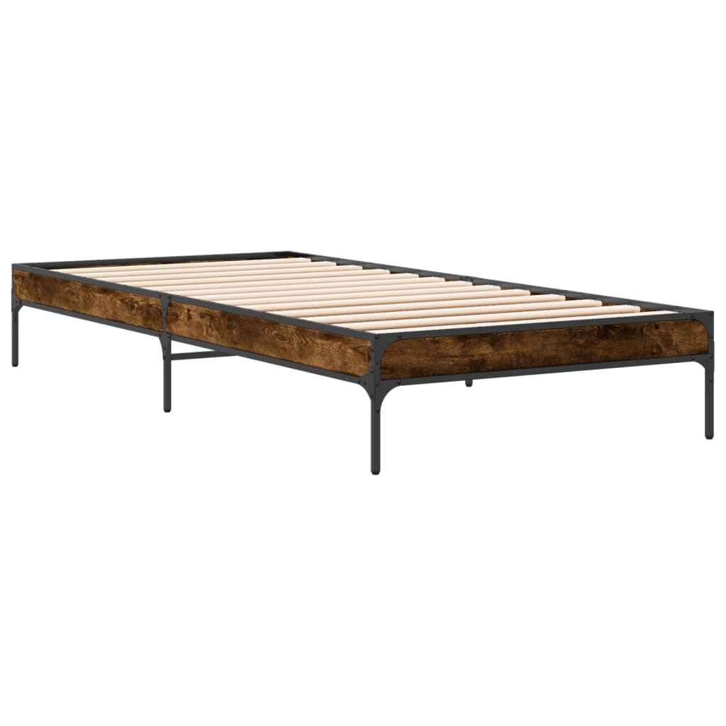 Sengeramme røkt eik 90x200 cm konstruert tre og metall
