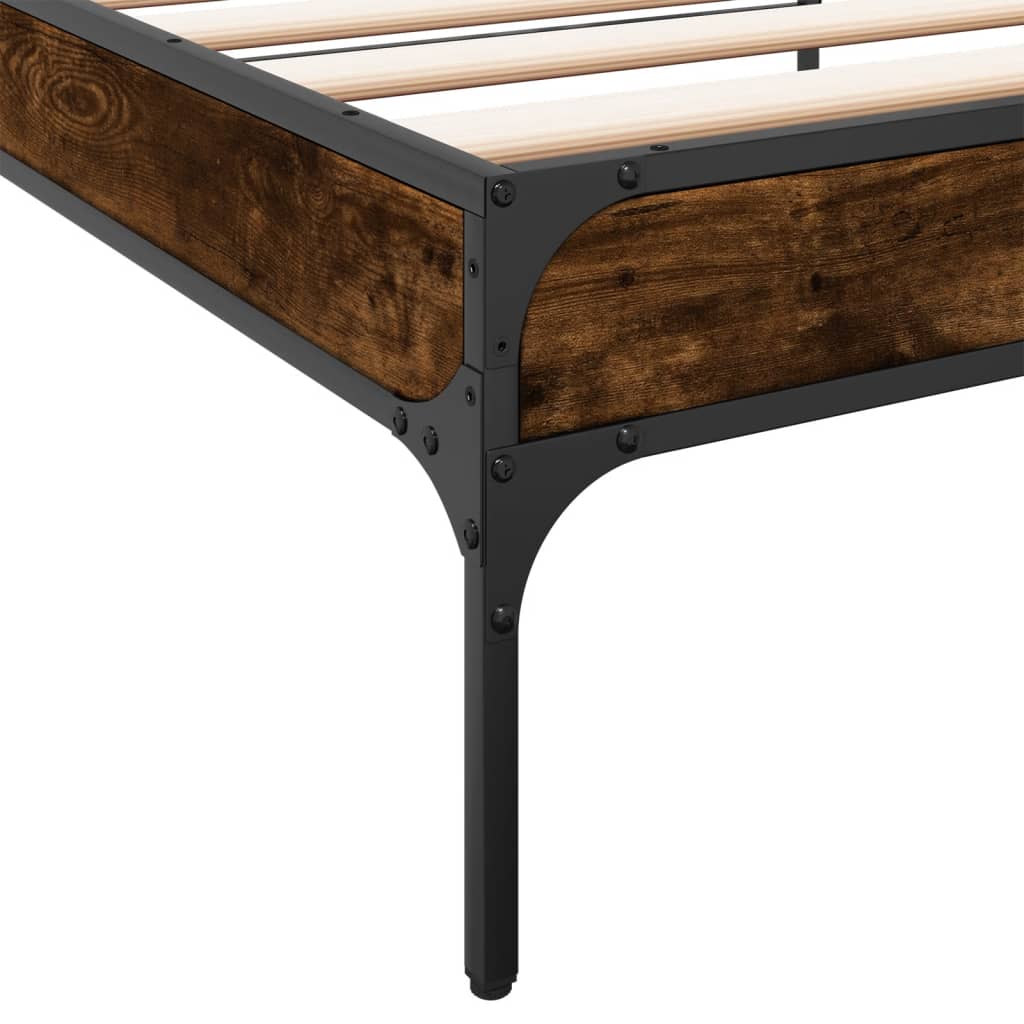 Sengeramme røkt eik 90x200 cm konstruert tre og metall