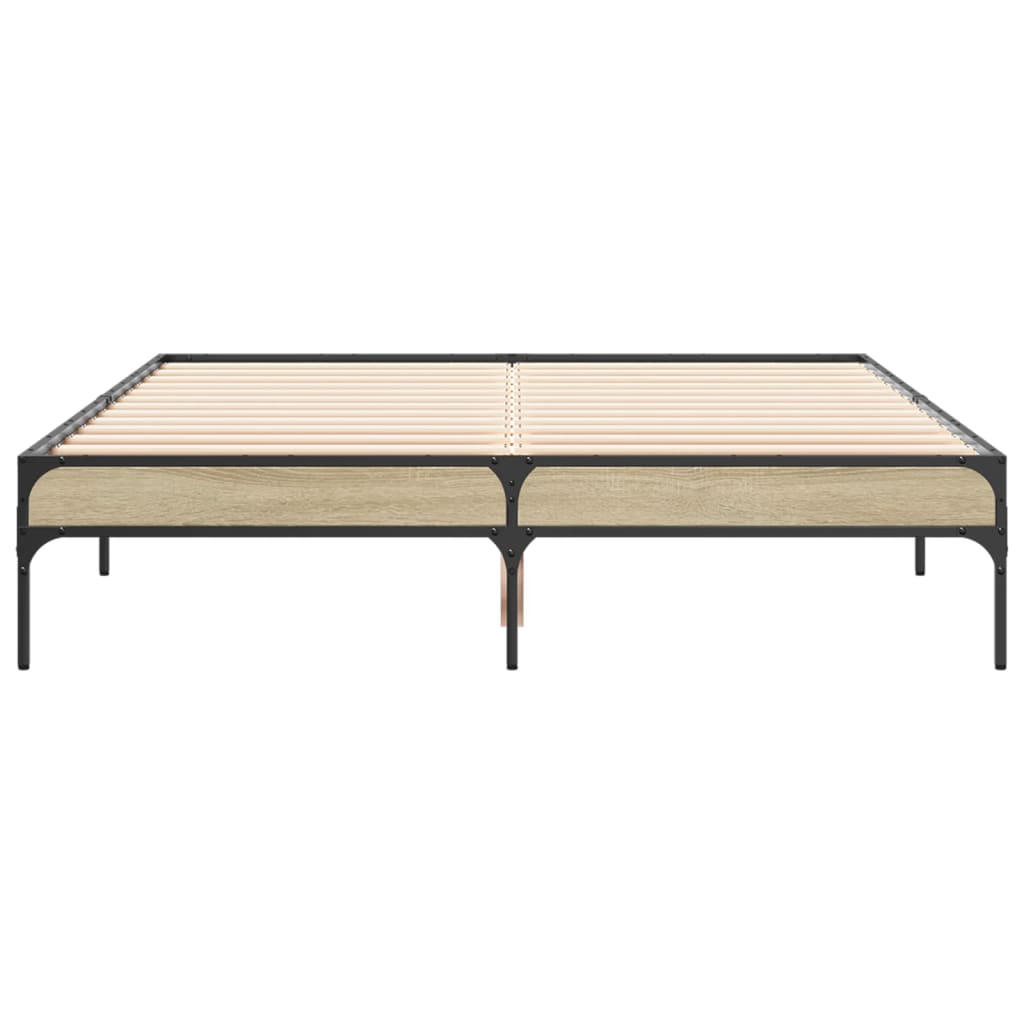 Sengeramme sonoma eik 140x190 cm konstruert tre og metall