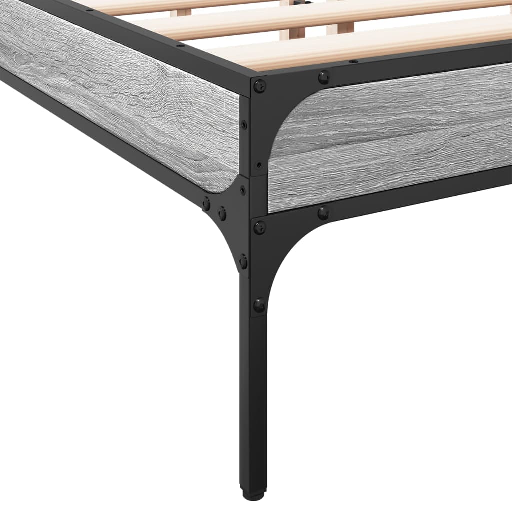 Sengeramme grå sonoma 140x190 cm konstruert tre og metall