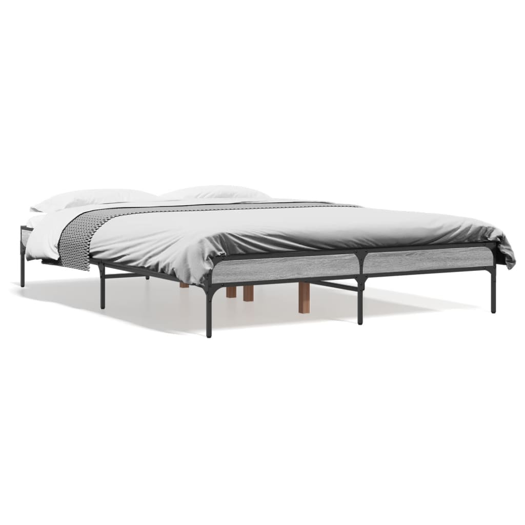 Sengeramme grå sonoma 140x190 cm konstruert tre og metall