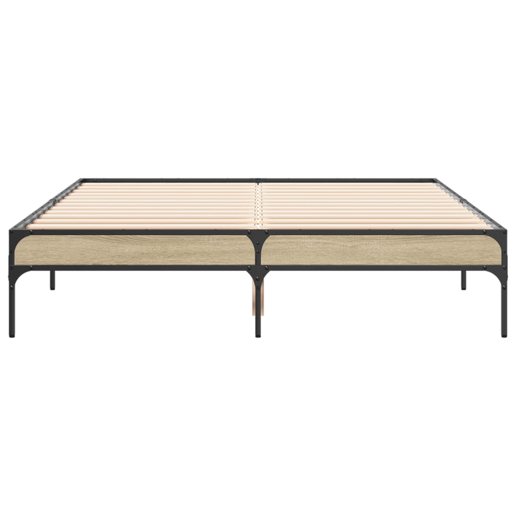 Sengeramme sonoma eik 135x190 cm konstruert tre og metall