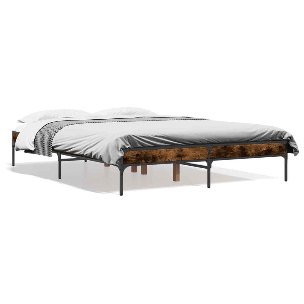 Sengeramme røkt eik 135x190 cm konstruert tre og metall