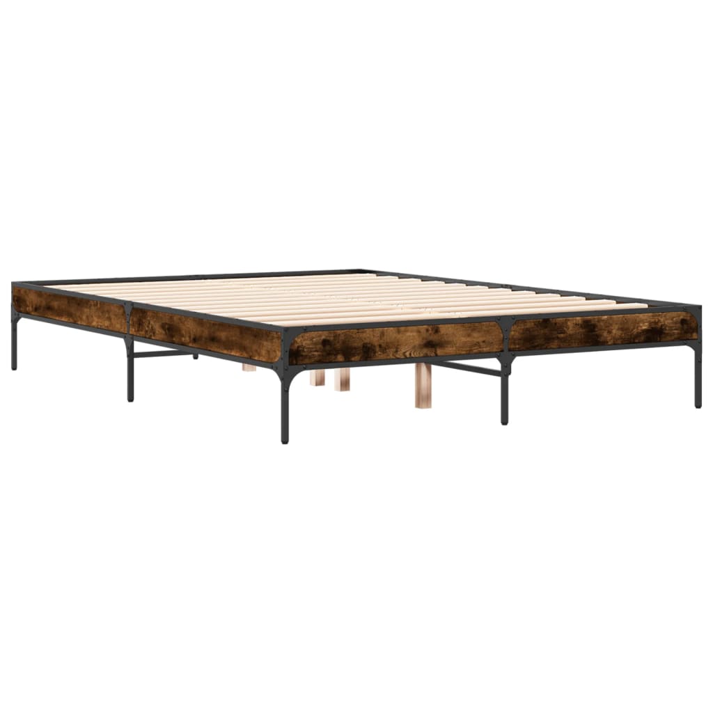 Sengeramme røkt eik 135x190 cm konstruert tre og metall