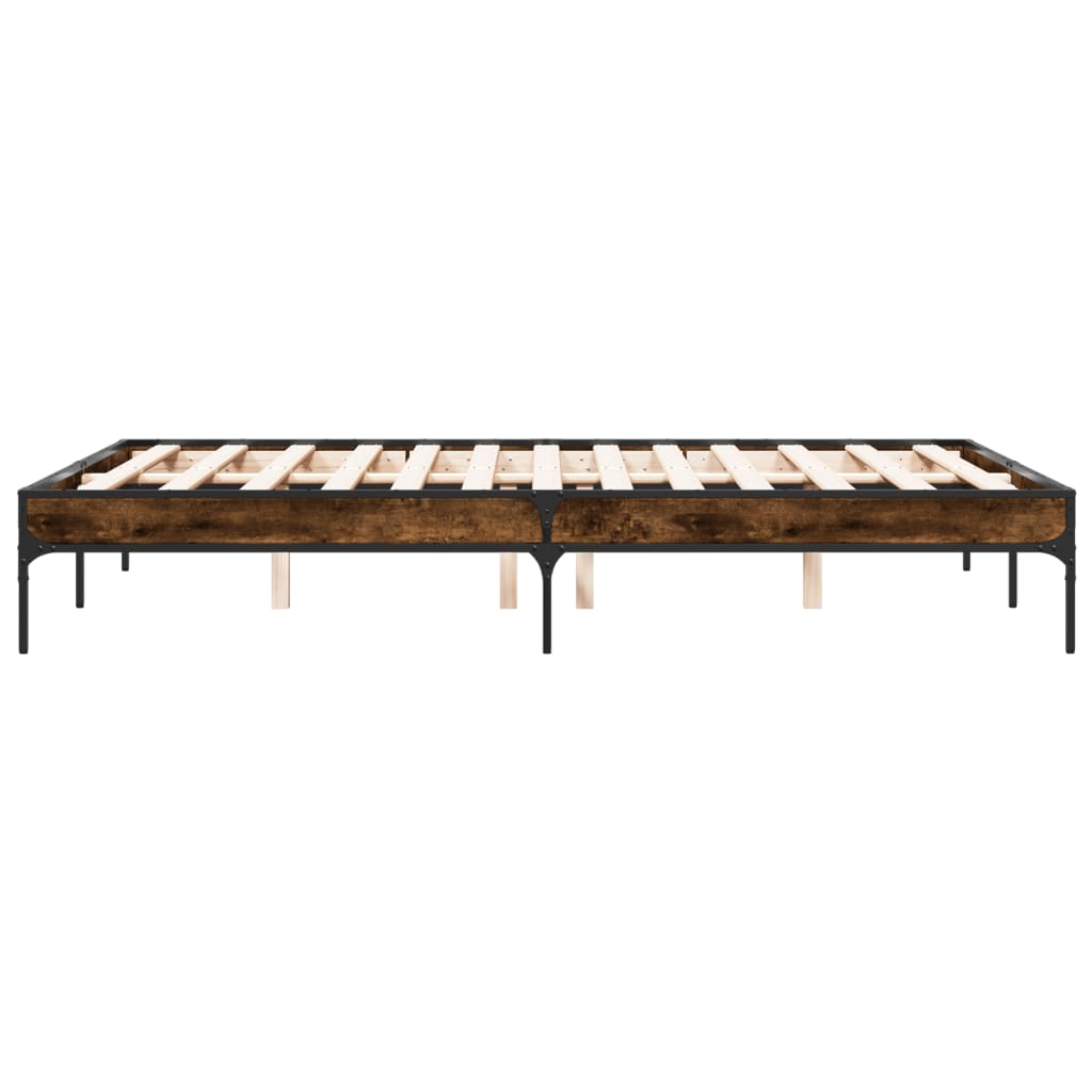 Sengeramme røkt eik 135x190 cm konstruert tre og metall