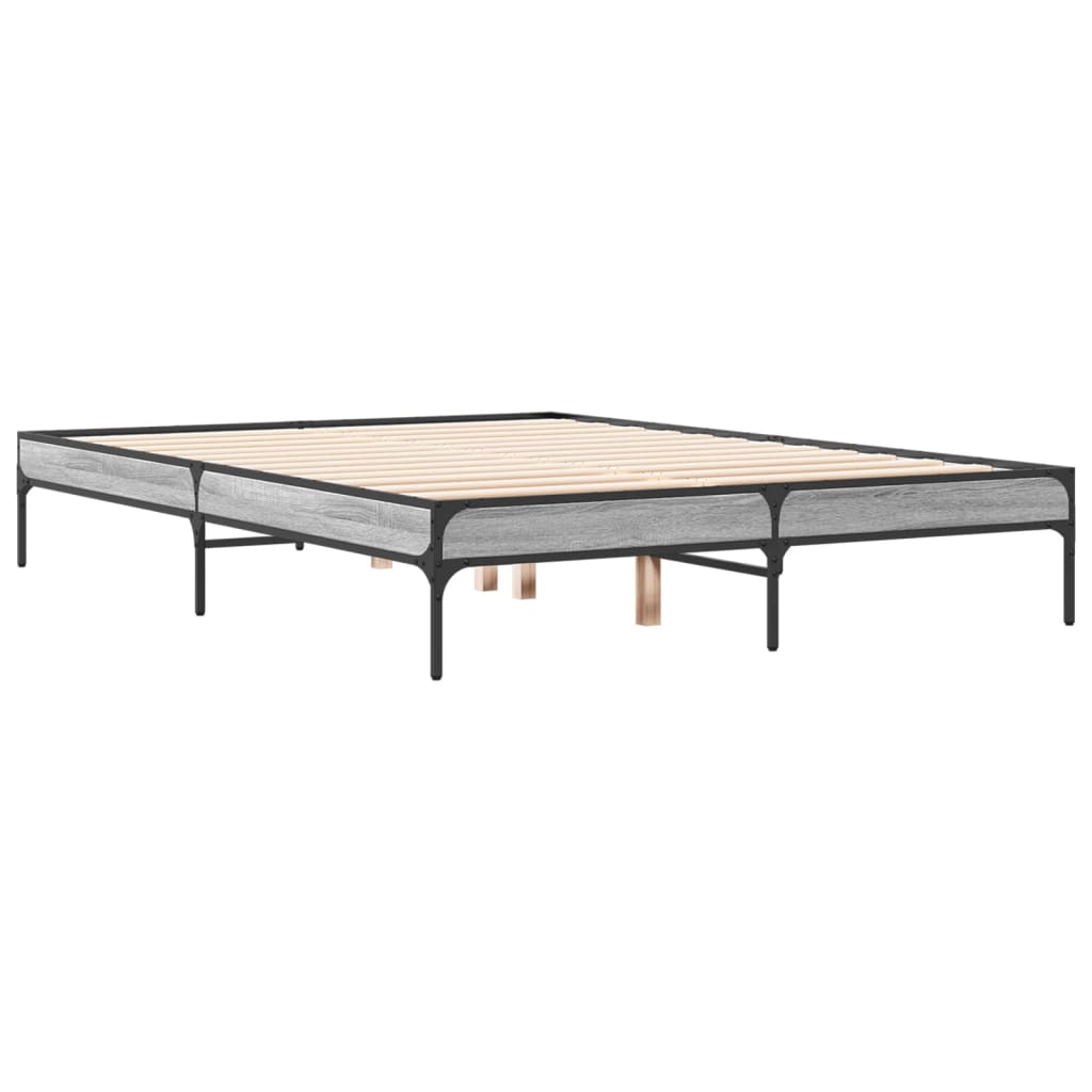 Sengeramme grå sonoma 135x190 cm konstruert tre og metall