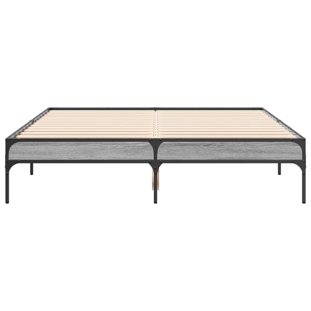 Sengeramme grå sonoma 135x190 cm konstruert tre og metall