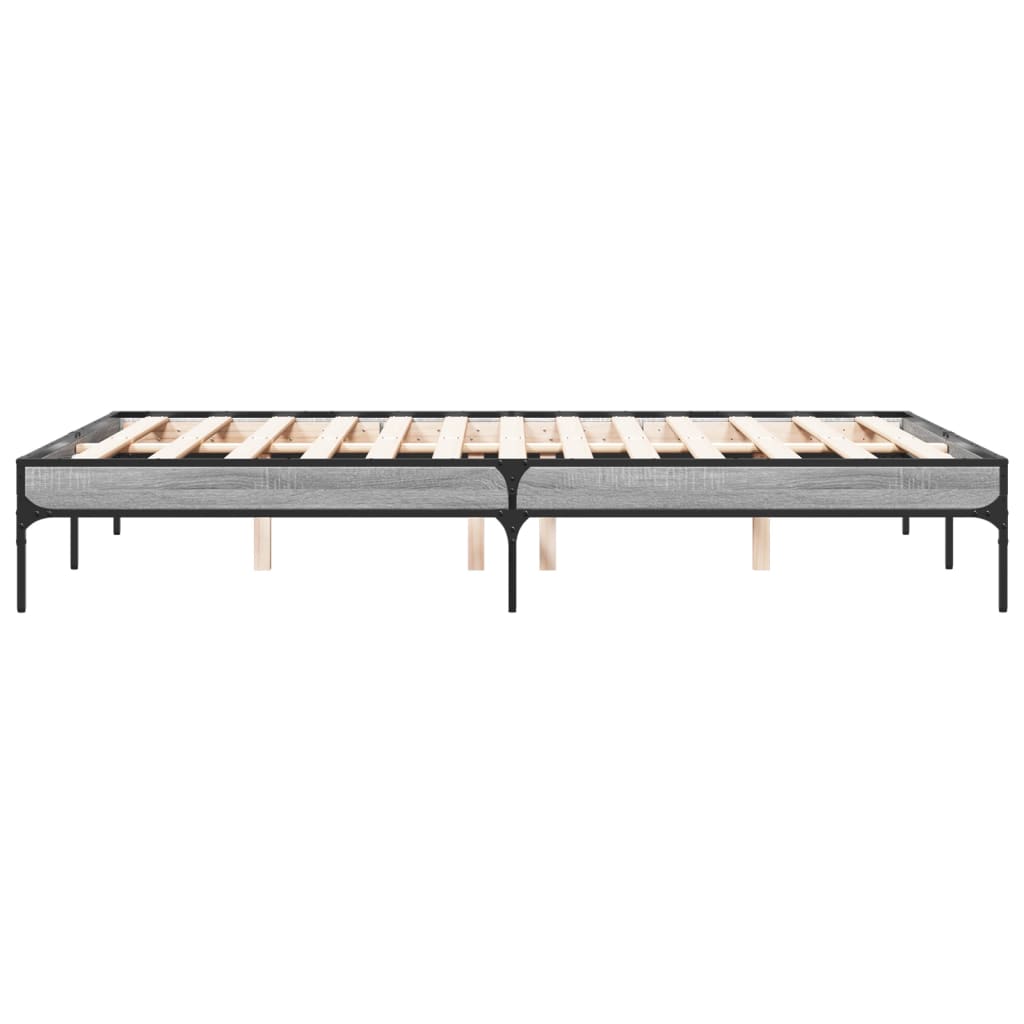 Sengeramme grå sonoma 135x190 cm konstruert tre og metall
