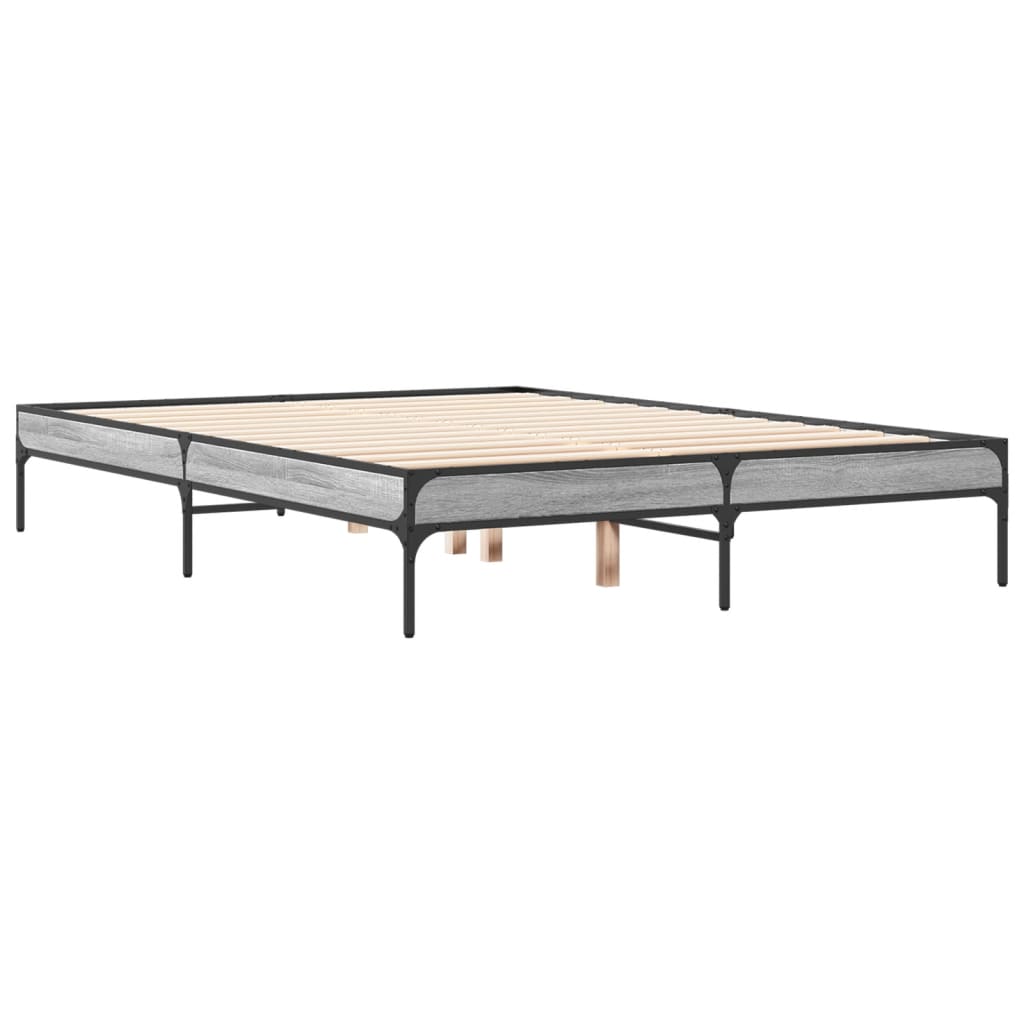Sengeramme grå sonoma 135x190 cm konstruert tre og metall
