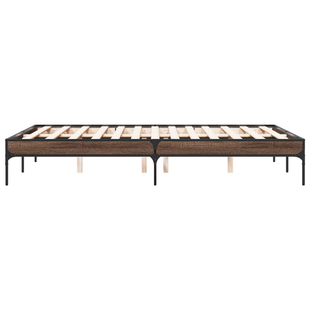 Sengeramme brun eik 135x190 cm konstruert tre og metall