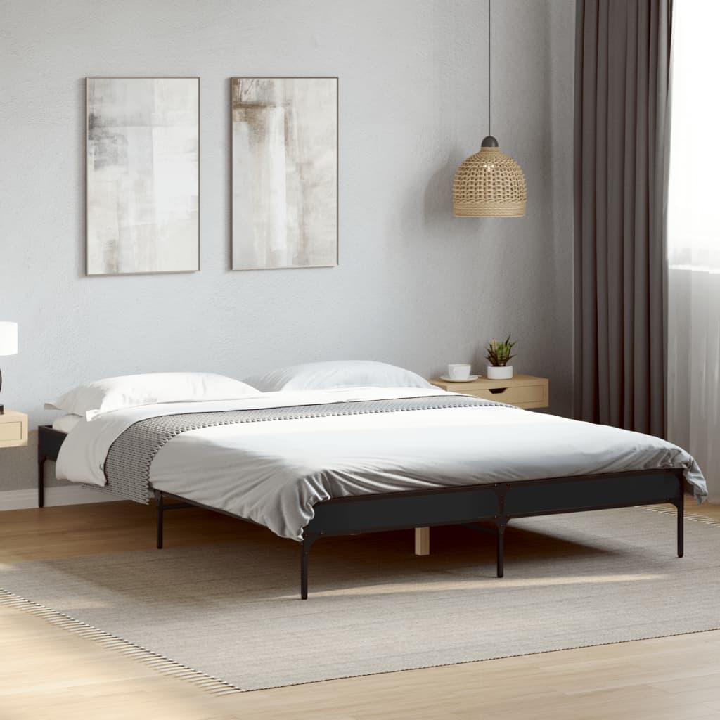 Sengeramme svart 120x190 cm konstruert tre og metall