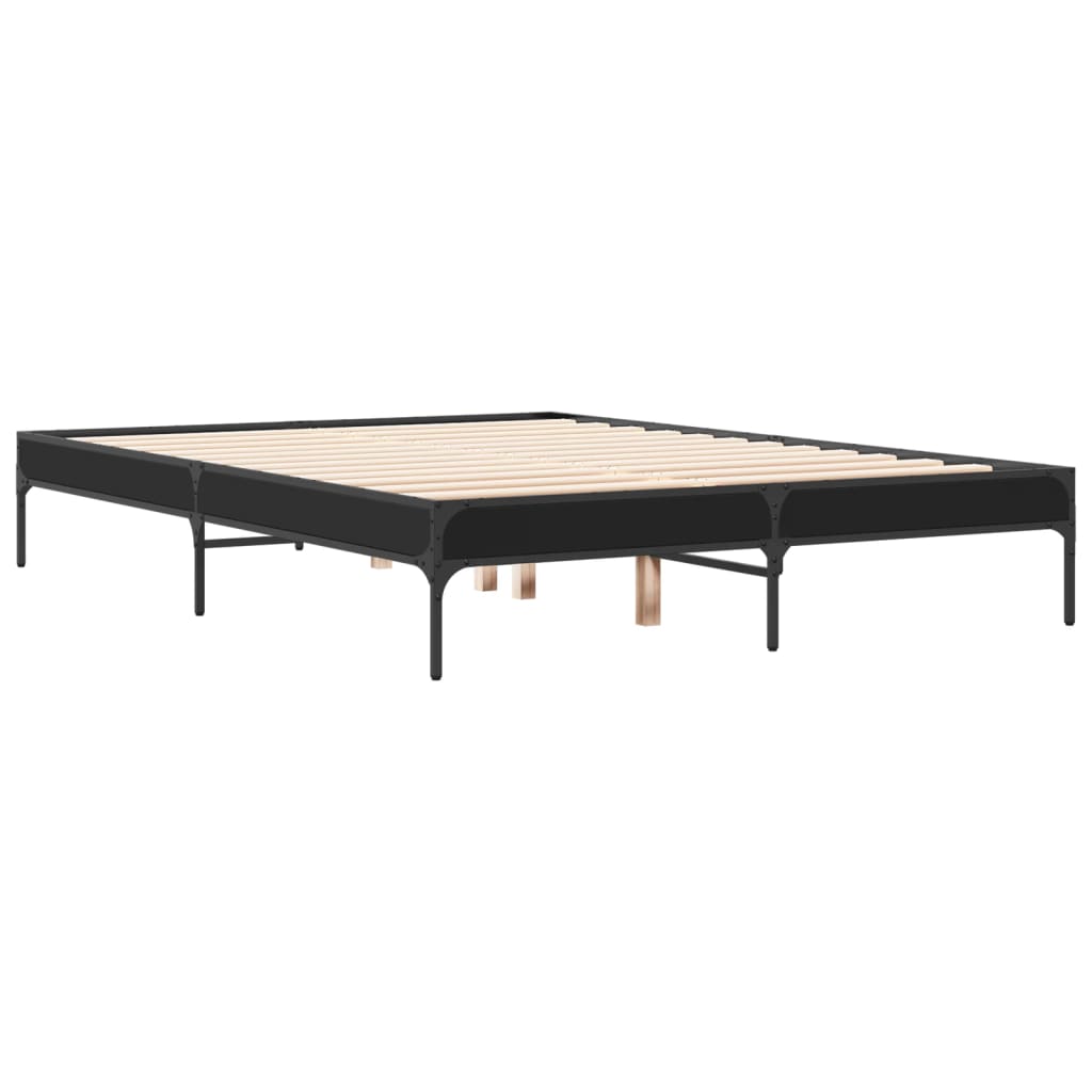 Sengeramme svart 120x190 cm konstruert tre og metall