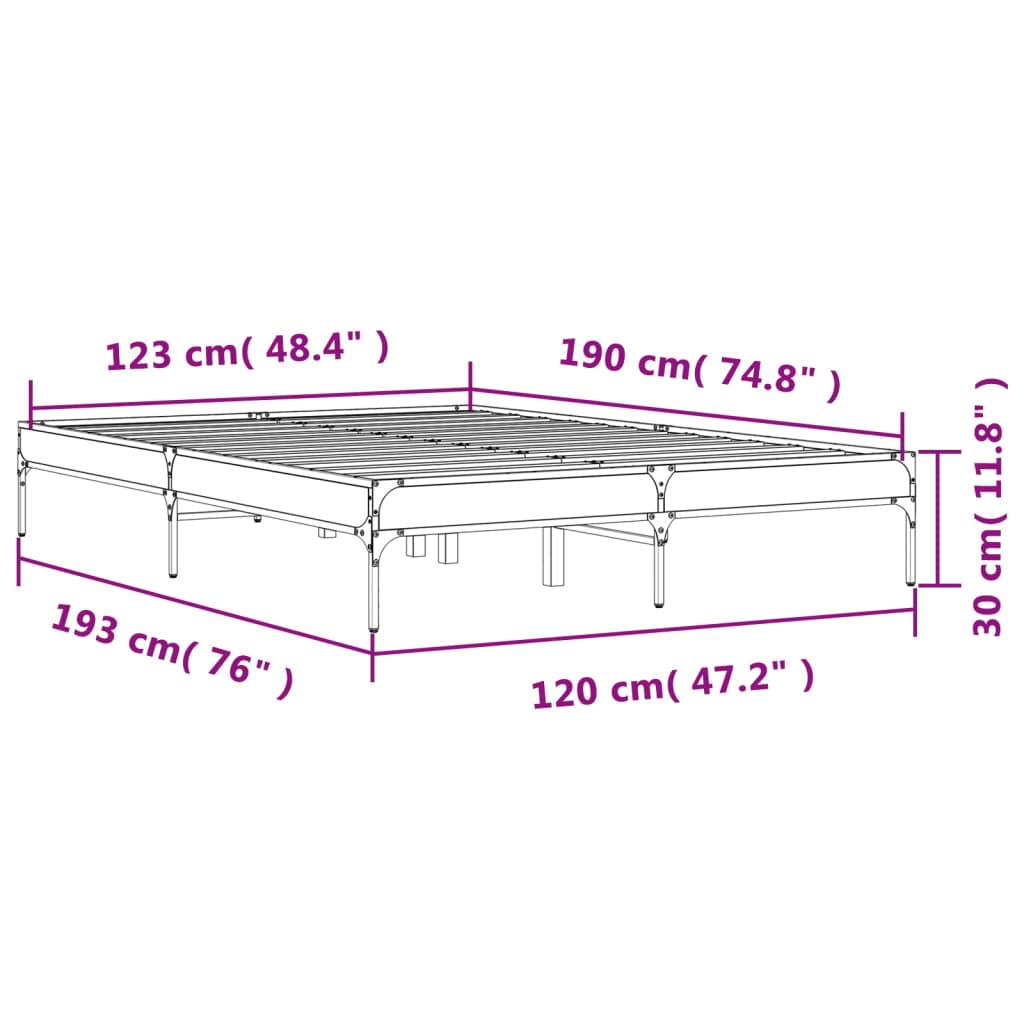 Sengeramme svart 120x190 cm konstruert tre og metall
