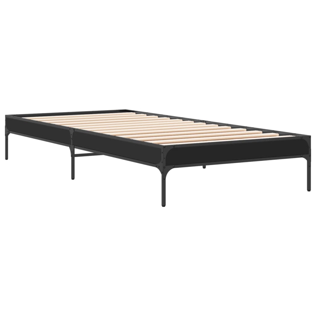 Sengeramme svart 90x190 cm konstruert tre og metall