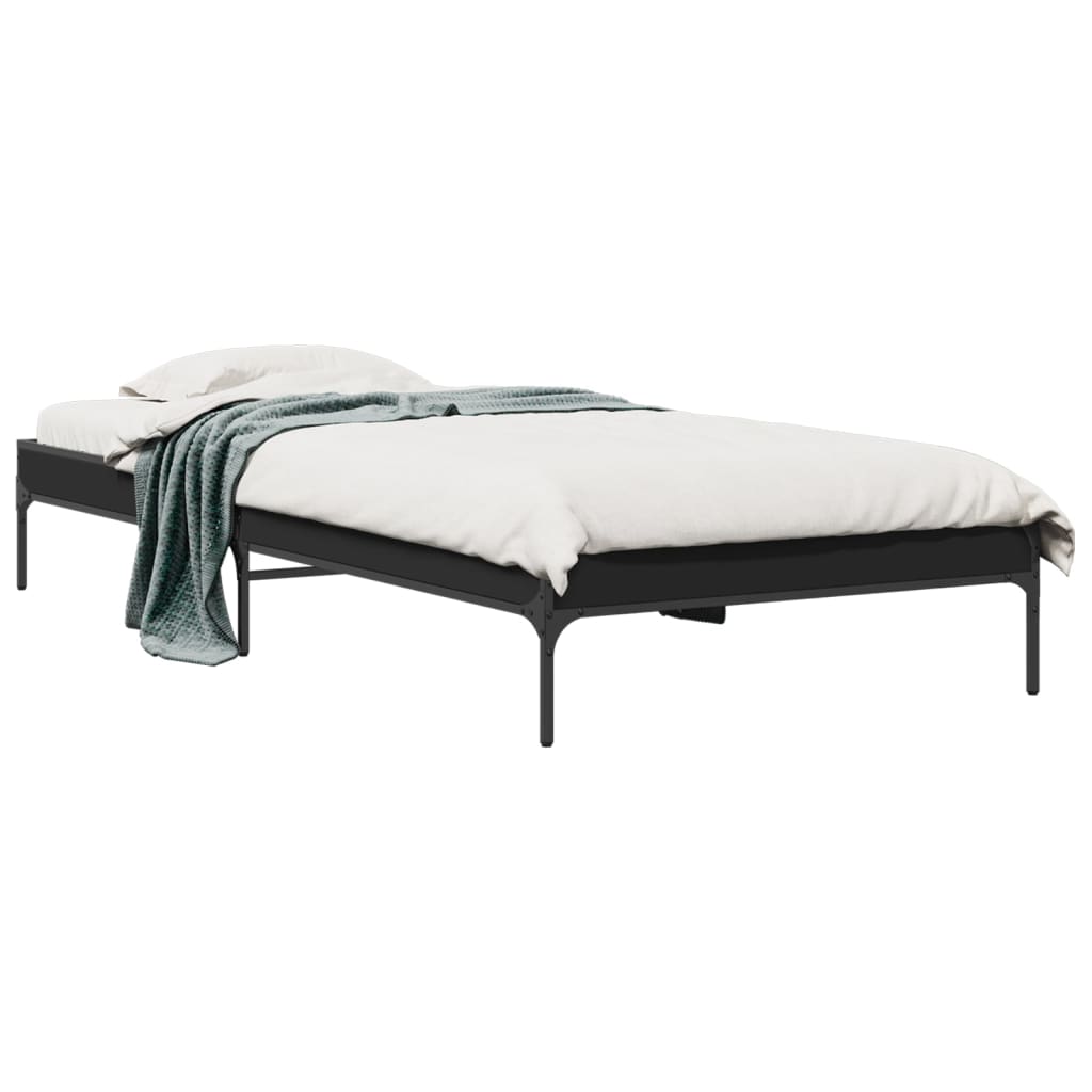 Sengeramme svart 90x190 cm konstruert tre og metall