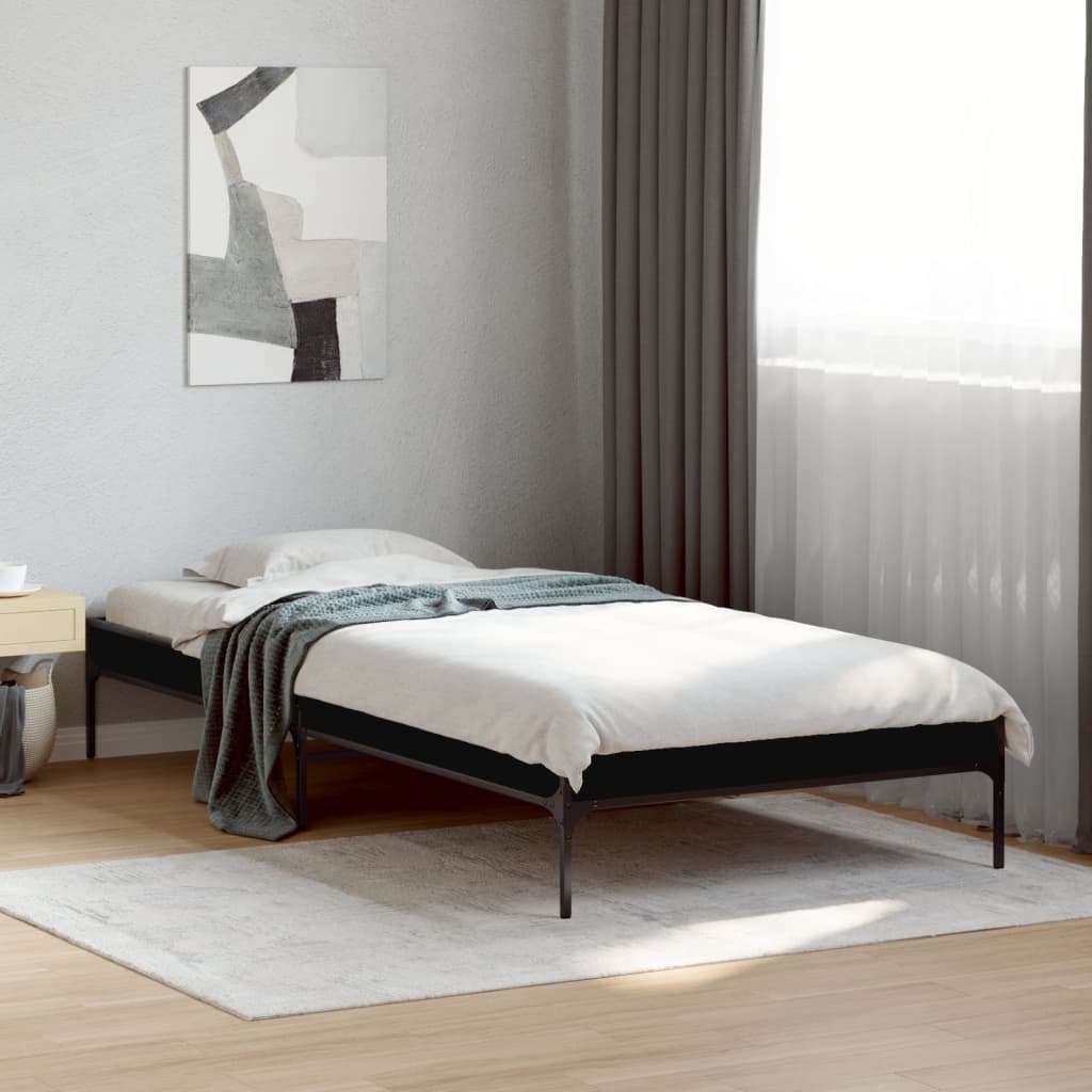 Sengeramme svart 75x190 cm konstruert tre og metall