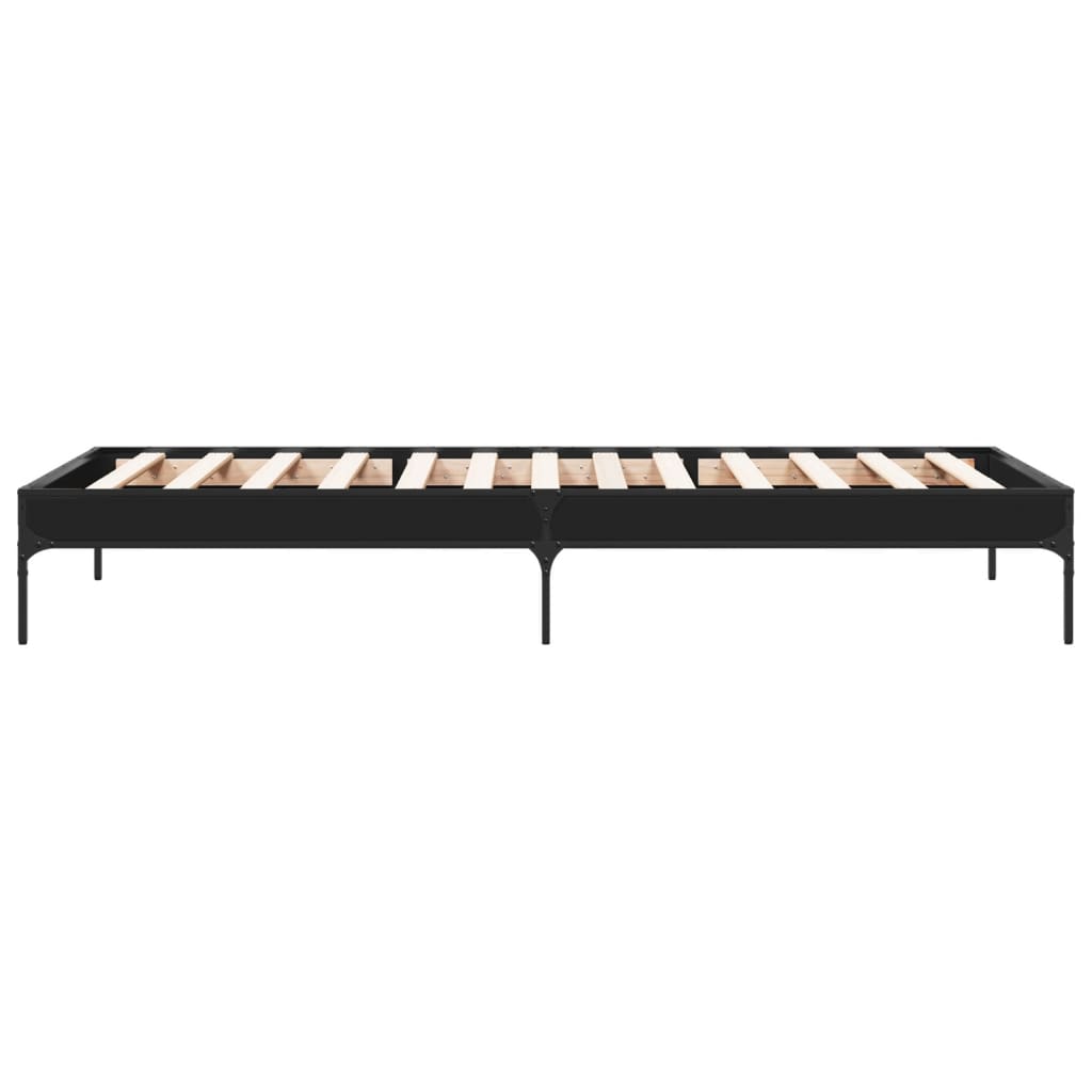 Sengeramme svart 75x190 cm konstruert tre og metall