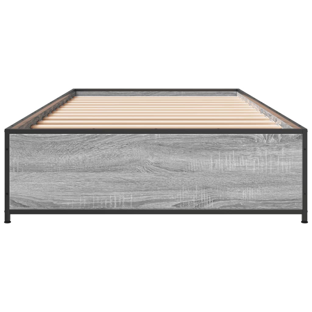 Sengeramme grå sonoma 100x200 cm konstruert tre og metall