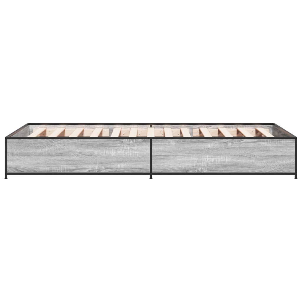 Sengeramme grå sonoma 100x200 cm konstruert tre og metall