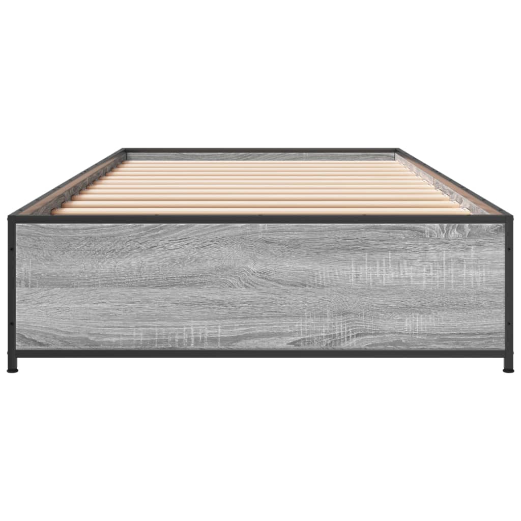 Sengeramme grå sonoma 90x200 cm konstruert tre og metall
