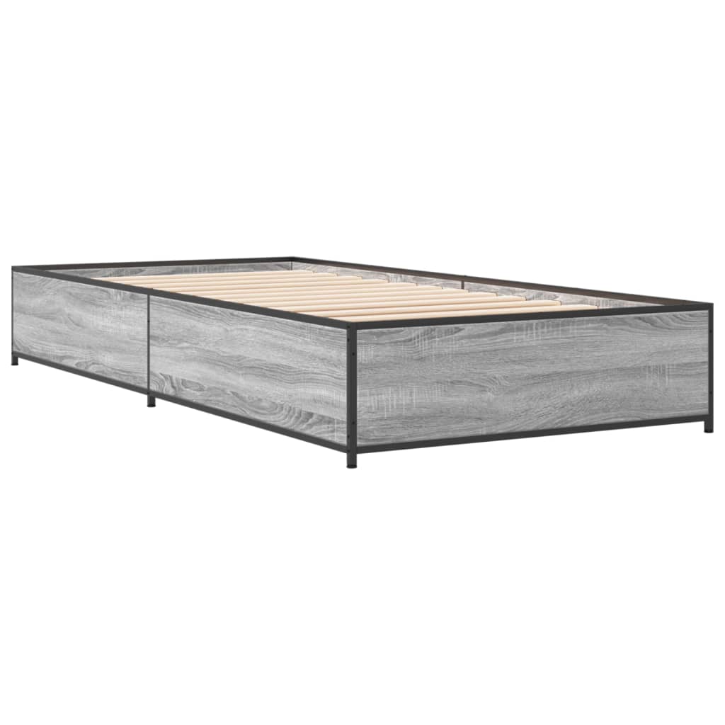 Sengeramme grå sonoma 90x200 cm konstruert tre og metall