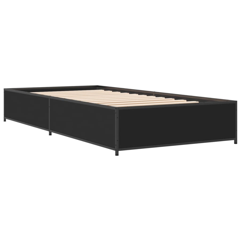 Sengeramme svart 90x190 cm konstruert tre og metall