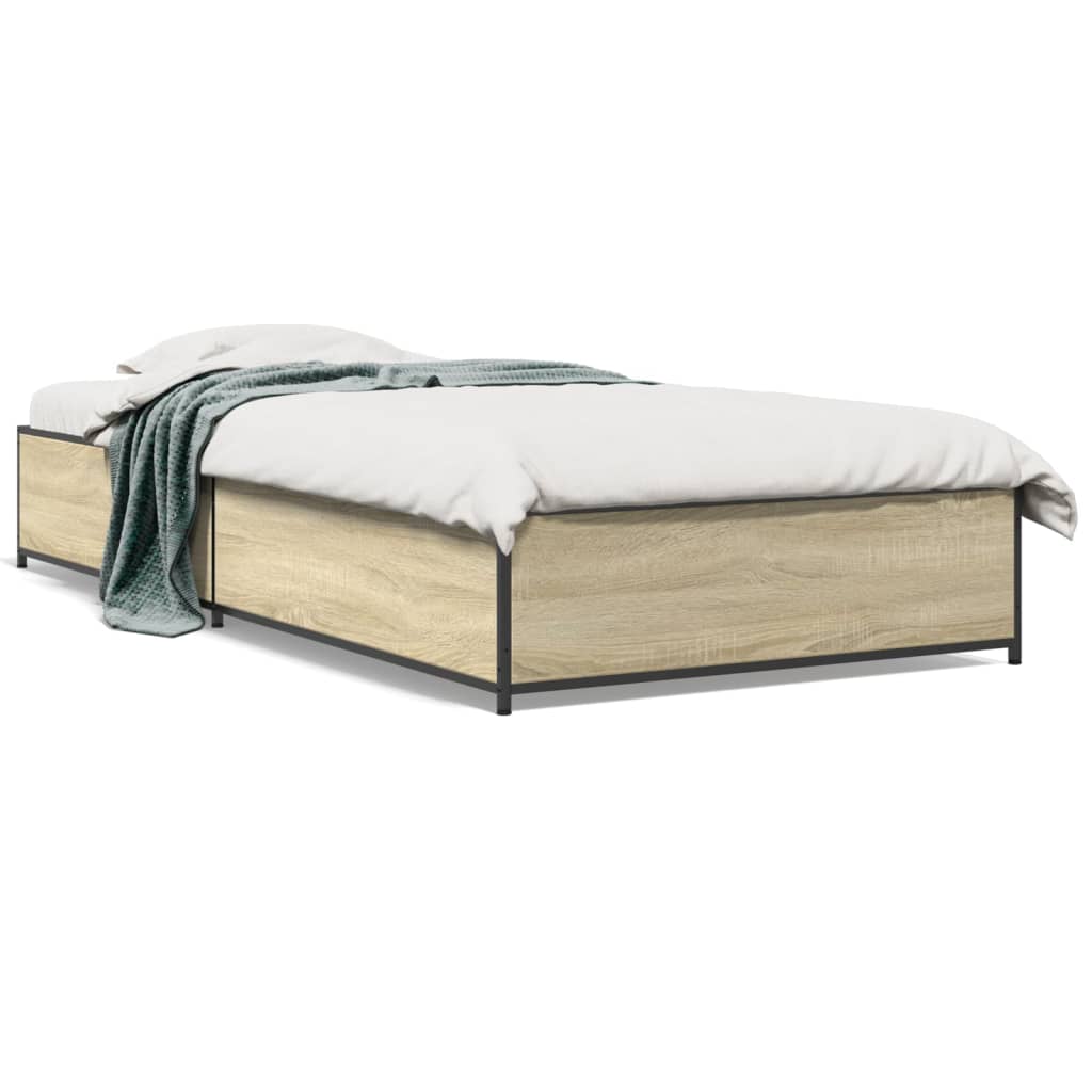 Sengeramme sonoma eik 90x190 cm konstruert tre og metall