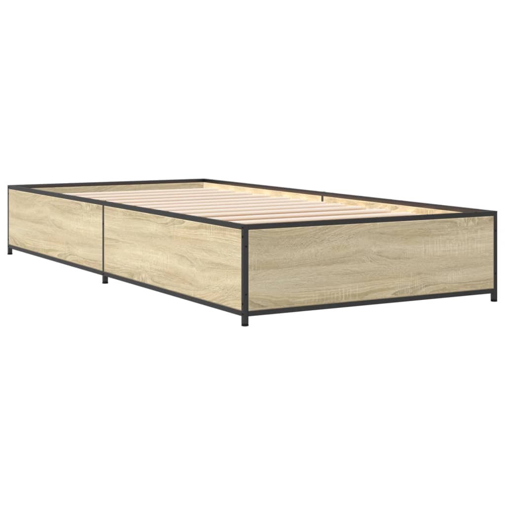 Sengeramme sonoma eik 90x190 cm konstruert tre og metall