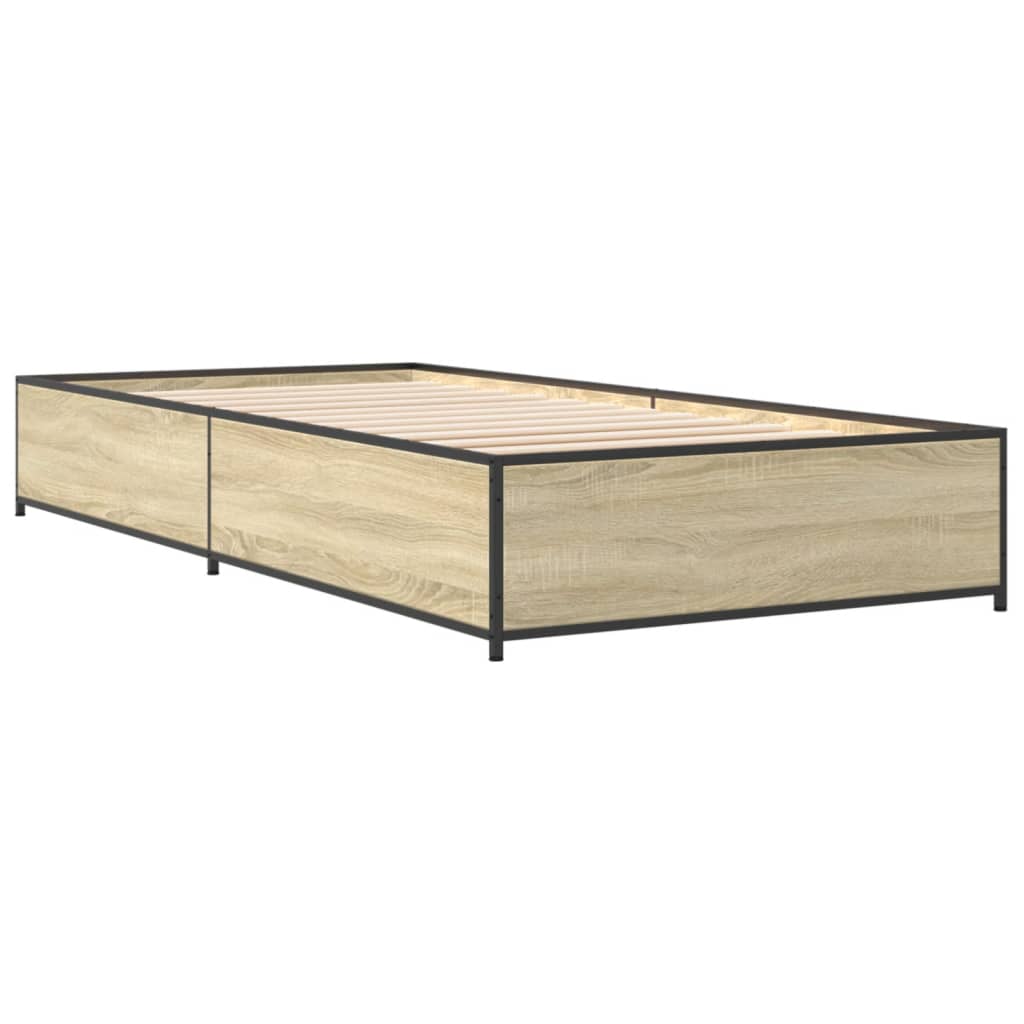 Sengeramme sonoma eik 90x190 cm konstruert tre og metall